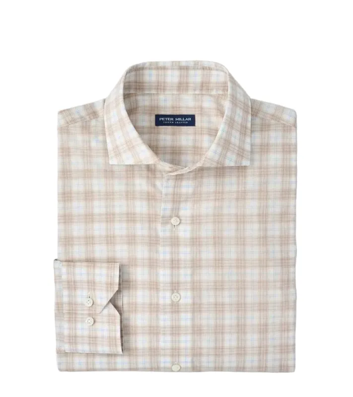 Peter Millar - Venzone Italian Poplin Sport Shirt - Truffle made by Peter Millar