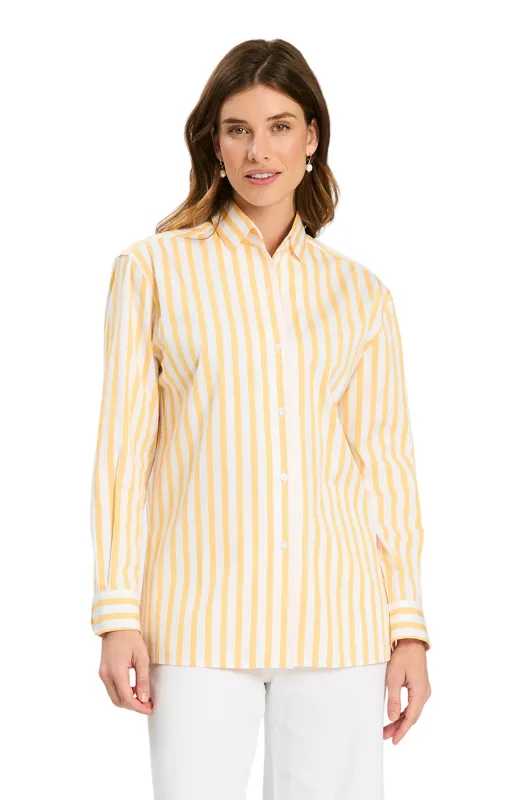 Tyler Boe - Quinn Awning Stripe Shirt - Marigold/White made by Tyler Boe