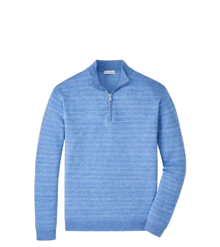 Peter Millar - Saratoga Striped Quarter-Zip Sweater- Bluebird made by Peter Millar
