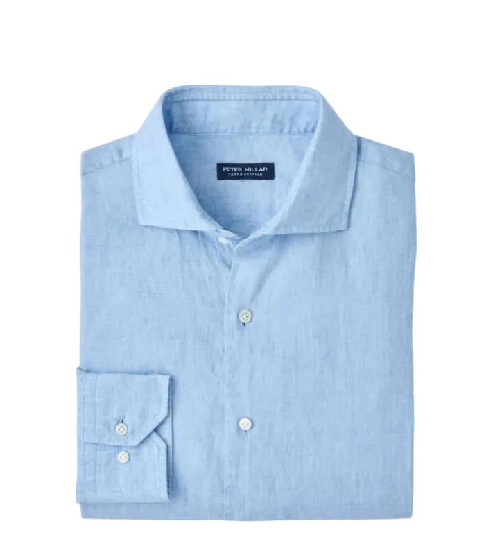 Peter MIllar - Astino Lino Sport Shirt - Blue Frost made by Murray's Toggery Shop