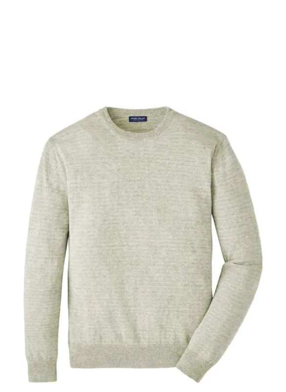 Peter Millar - Linus Stripe Crewneck Sweater - Light Willow made by Peter Millar