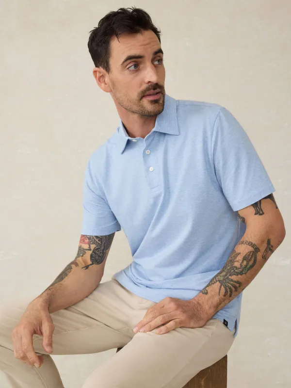 Faherty Movement Polo Shirt - Cardiff Blue Heather made by Faherty