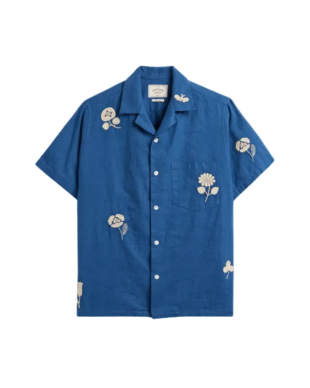 Portuguese Flannel - Embroidery Nature Ramie - Blue made by Portuguese Flannel