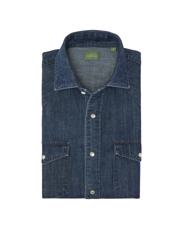Sid Mashburn - Western Work Shirt - Medium Wash Indigo Denim made by Sid Mashburn