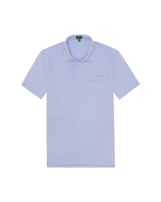 Sid Mashburn - Short Sleeve Striped Pima Polo - Light Blue/White made by Sid Mashburn