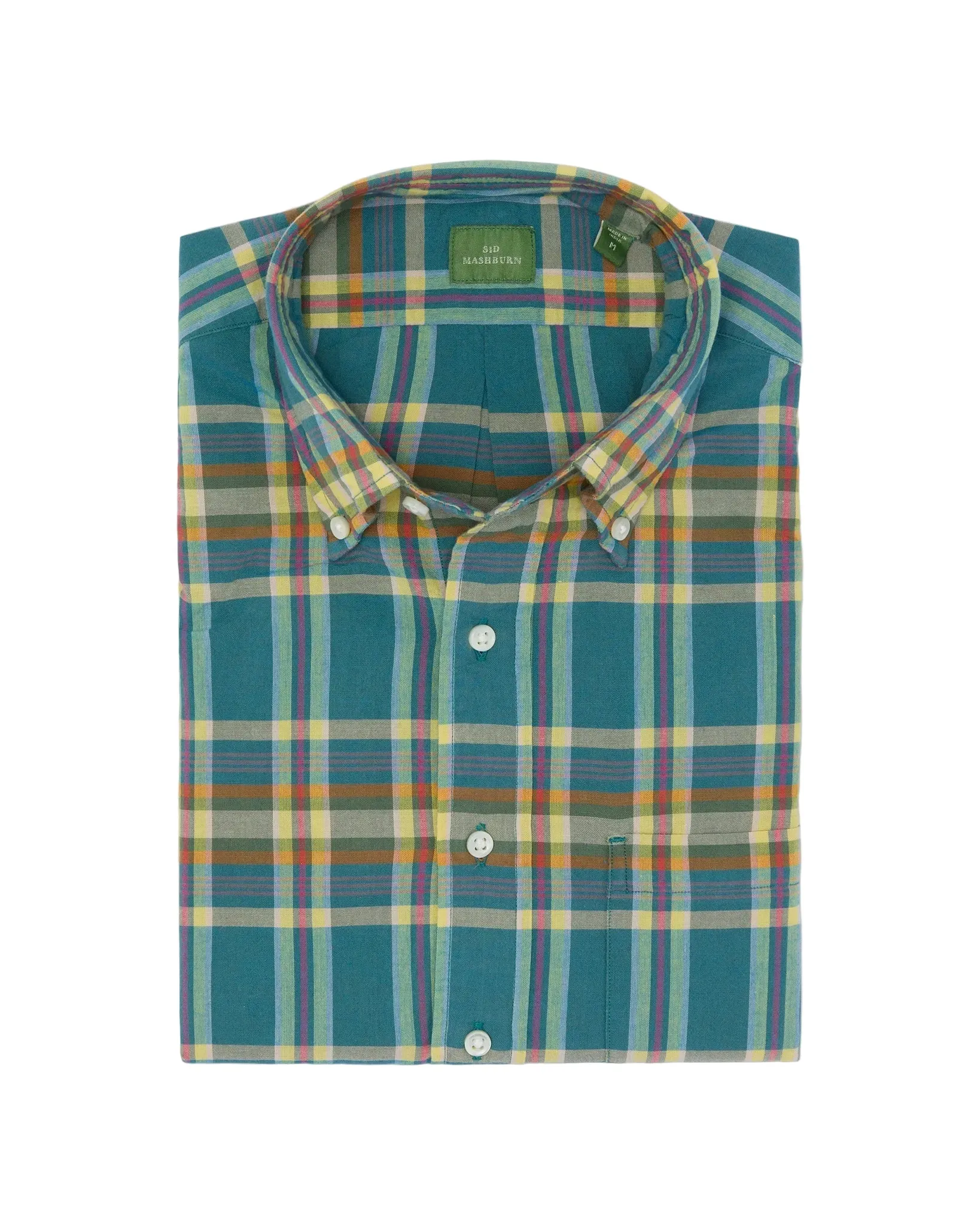 Sid Mashburn Button Down Sport Shirt - Bluegrass/Yellow/Berry Madras sold by Murray's Toggery Shop