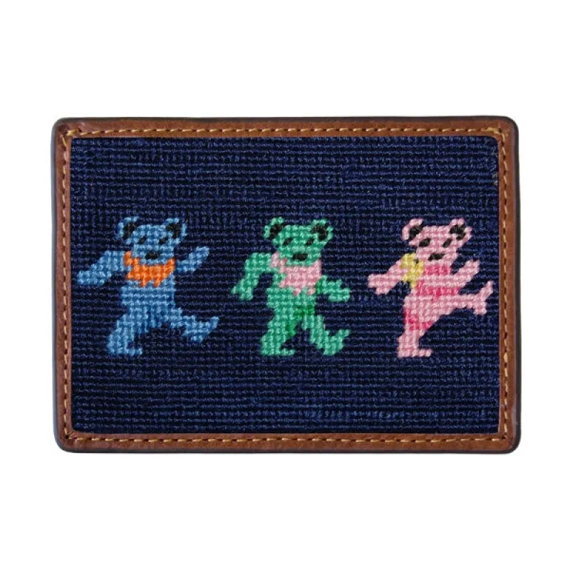 Dancing Bears Needlepoint Card Wallet made by Smathers & Branson
