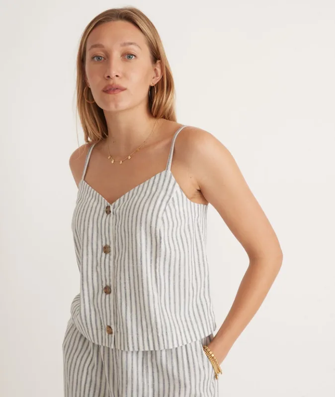 Marine Layer Button Through Cami- Stripe-Denim/White made by Marine Layer