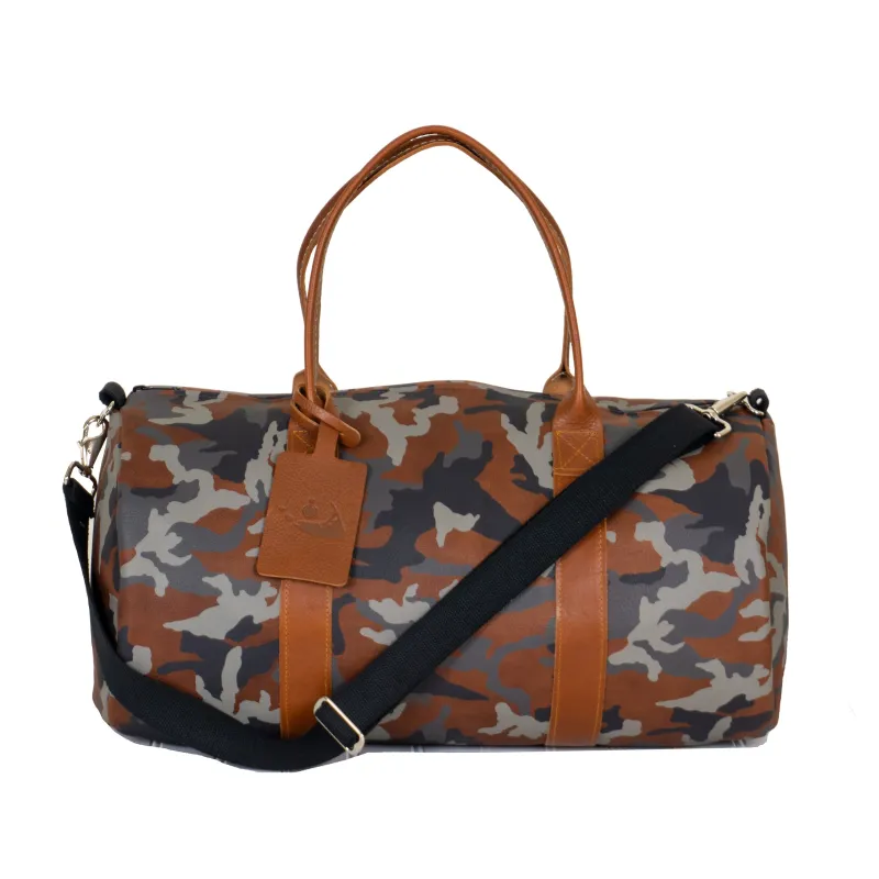 Murray's x YRI Medium Camo Leather Duffle Bag made by Murray's Toggery Shop