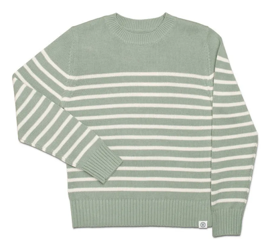 Long Wharf Supply Ladies Sconset Seawell Spruce Stripe Sweater made by Murray's Toggery Shop
