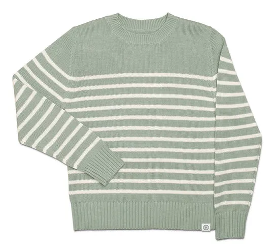 Long Wharf Supply Ladies Sconset Seawell Spruce Stripe Sweater sold by Murray's Toggery Shop