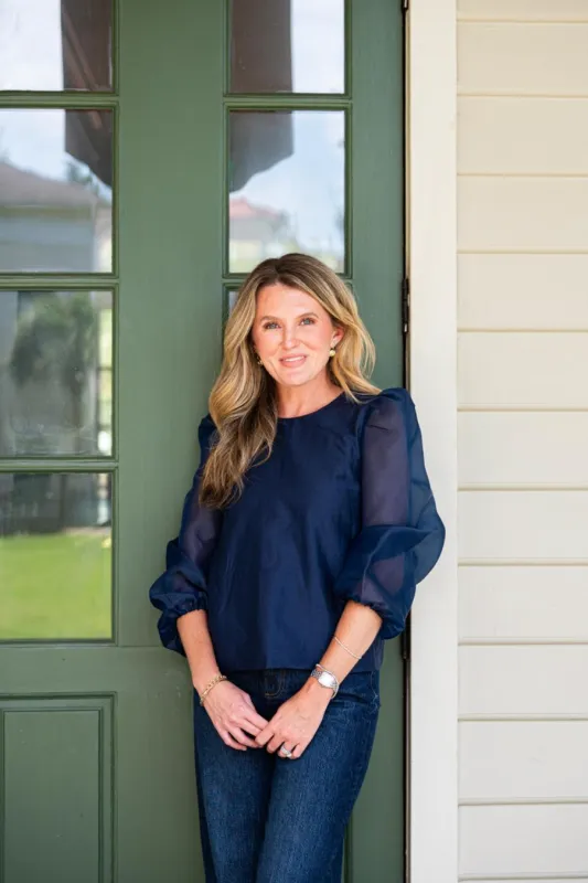Sail To Sable Puff Sleeve Top Navy made by Sail to Sable