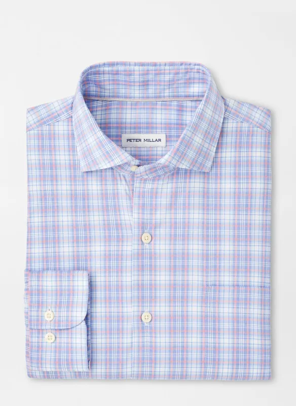 Peter Millar Windermere Crown Lite Cotton-Stretch Sport Shirt-Blue Poppy made by Peter Millar