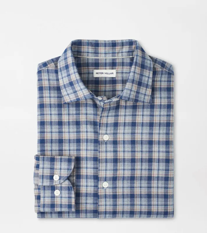 Peter Millar Whitecap Performance Flannel Sport Shirt - Blue Haze made by Peter Millar