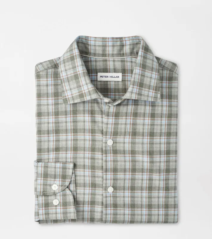 Peter Millar Whitecap Performance Flannel Sport Shirt - Basil made by Peter Millar