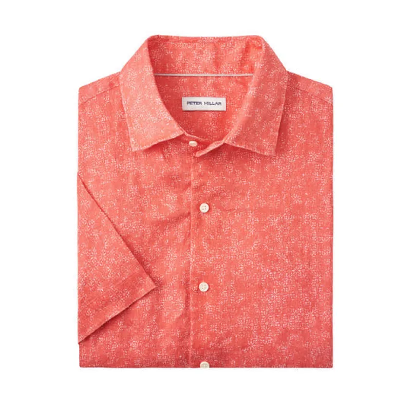 Peter Millar Volta Linen Sport Shirt-Geranium made by Peter Millar