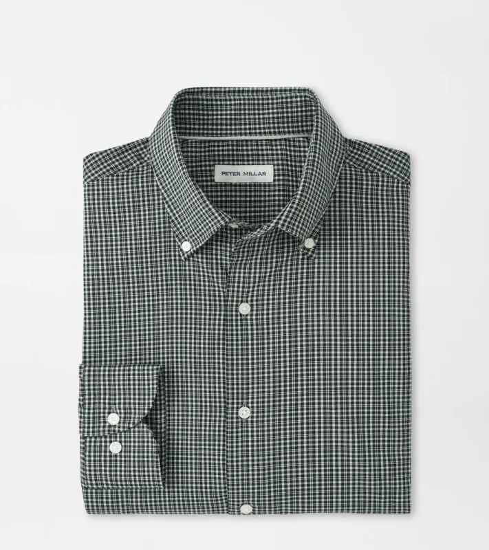 Peter Millar Stowe Crown Lite Cotton-Stretch Sport Shirt - Deep Verdant made by Peter Millar