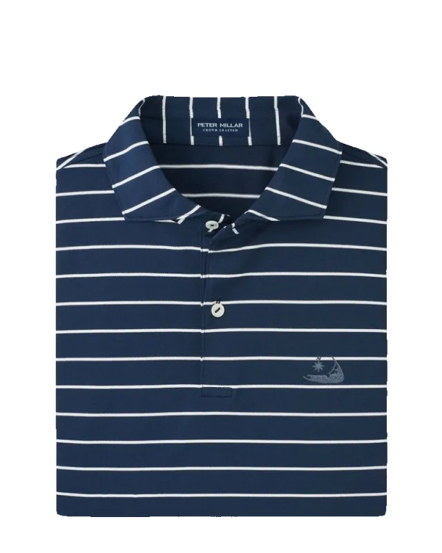 Peter Milllar Coda Performance Mesh Polo- Navy With Nantucket Island Logo made by Peter Millar