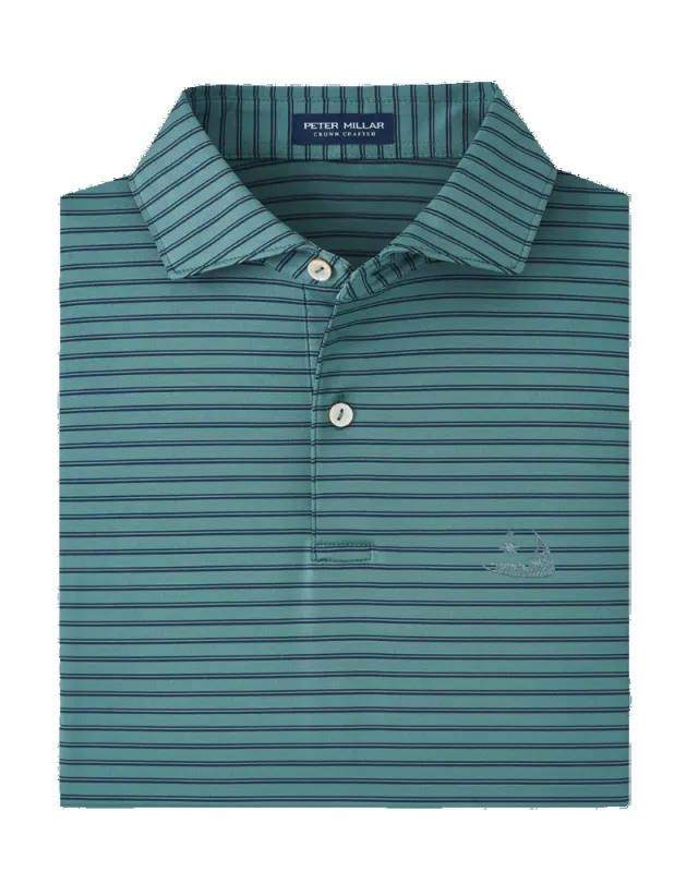 Peter Millar Bridge Performance Jersey Polo- Edwin Spread Collar - Sherwood With Nantucket Island Logo made by Peter Millar