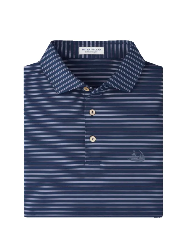 Peter Millar Eden Performance Jersey Polo - Navy With Nantucket Island Logo made by Murray's Toggery Shop