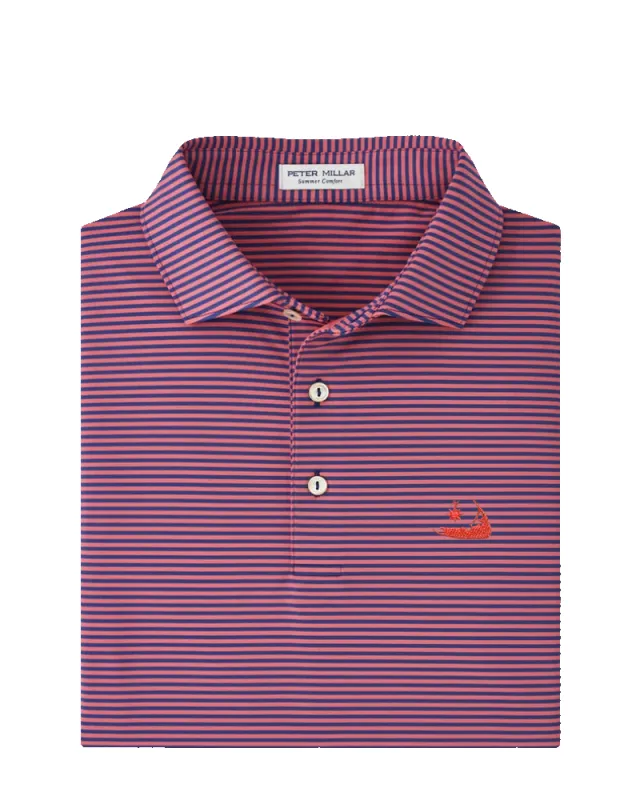Peter Millar Hales Performance Jersey Knit Polo-Sport Navy Red With Nantucket Island Logo made by Peter Millar