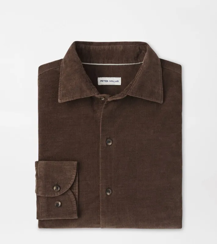 Peter Millar Aspen Cotton Cashmere Corduroy Sport Shirt-French Press made by Peter Millar