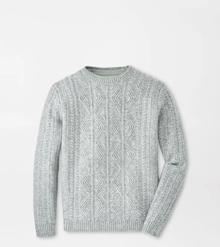 Peter Millar Callum Cable Crewneck Sweater-Gale Grey made by Peter Millar