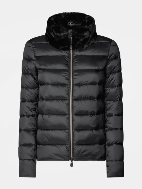 Save The Duck Mei Women's Puffer Jacket Brown Black made by Save The Duck