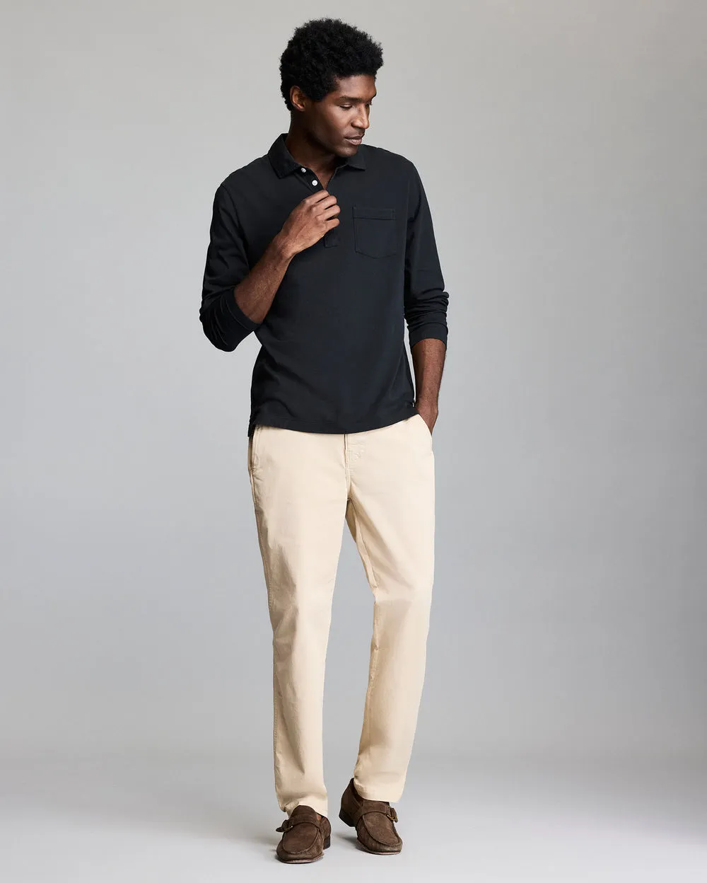 Billy Reid Long Sleeve Pensacola Polo-Black sold by Murray's Toggery Shop product image thumbnail 2