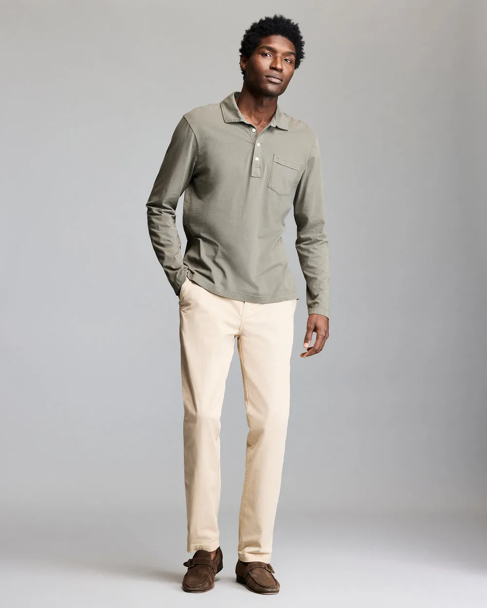 Billy Reid Long Sleeve Pensacola Polo - Washed Grey sold by Murray's Toggery Shop product image thumbnail 2