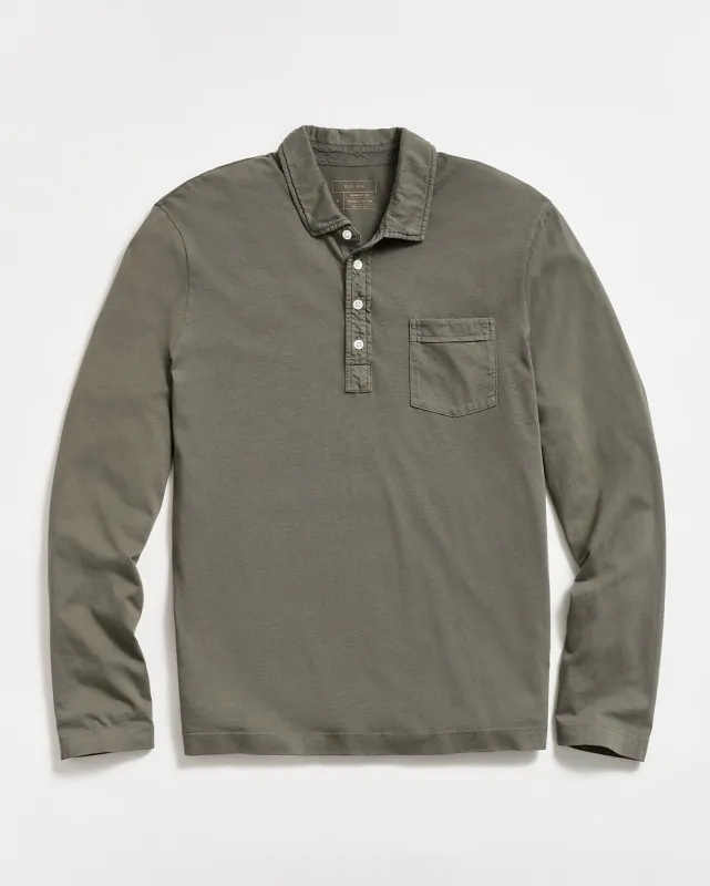 Billy Reid Long Sleeve Pensacola Polo - Washed Grey made by Billy Reid