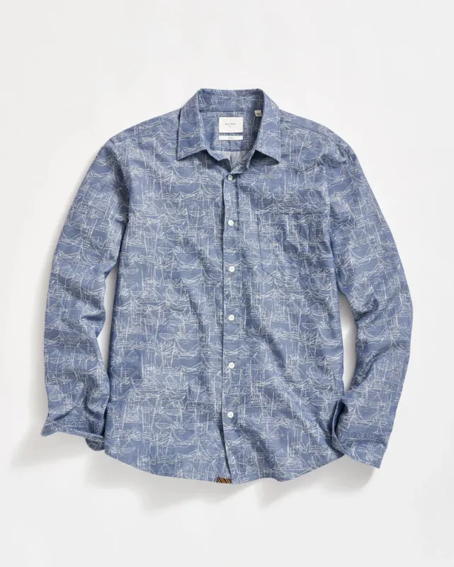 Billy Reid Melange Shrimp Boat Cypress Shirt-Dark Denim made by Billy Reid