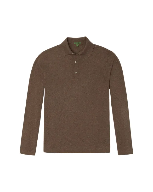 Sid Mashburn Long Sleeve Rally Polo Seater - Feather Taupe made by Sid Mashburn
