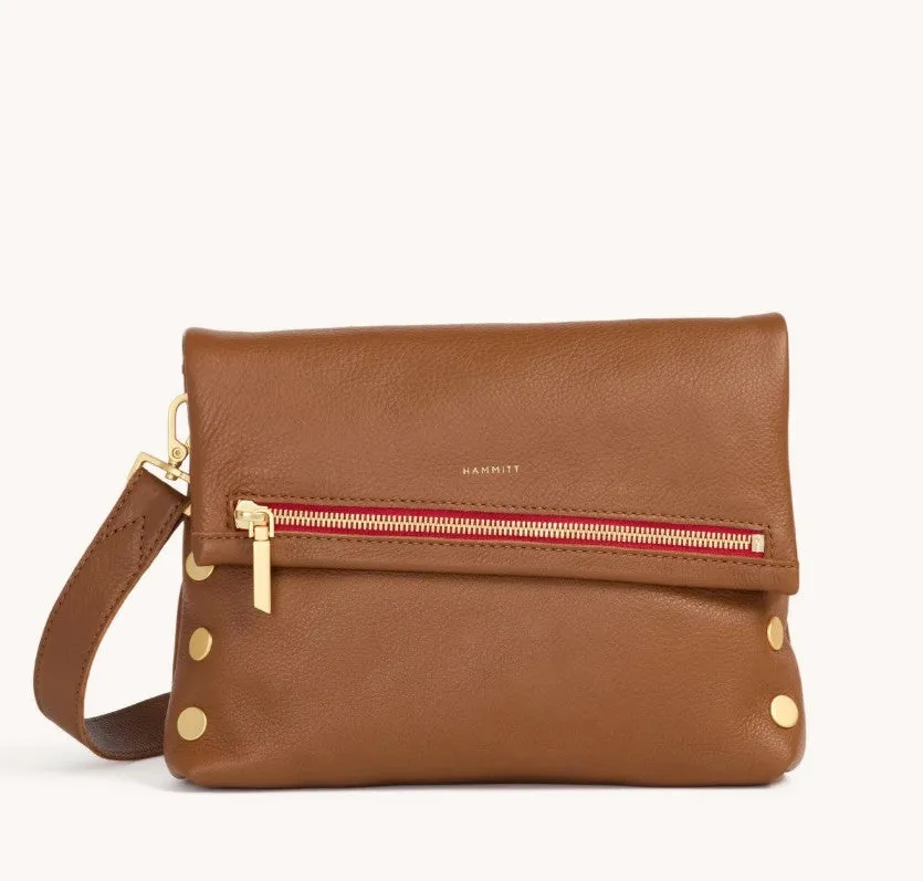Hammitt VIP Crossbody Covertible Clutch Bag Mahogany/Brushed Gold/Red Zip sold by Murray's Toggery Shop
