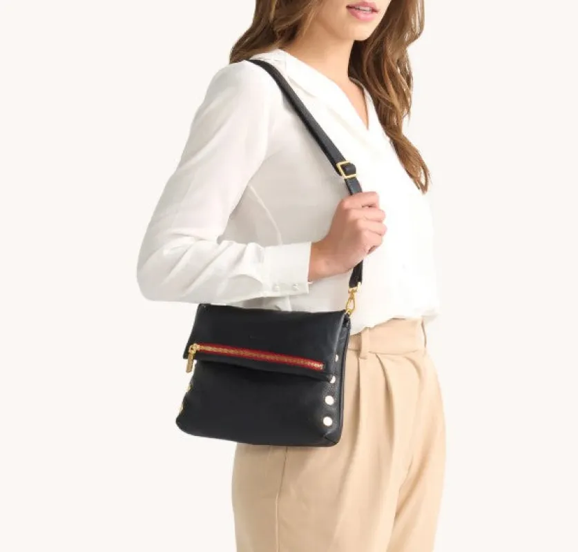 Hammitt VIP Covertible Clutch Crossbody Bag Black/Gun Metal/Red made by Hammitt