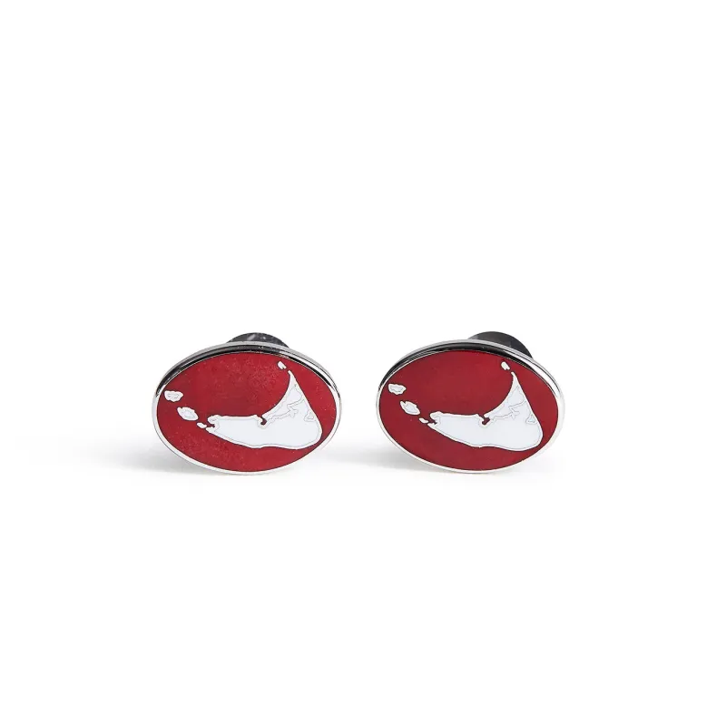 Island Cufflinks-Red w/white Island made by Murray's Toggery Shop