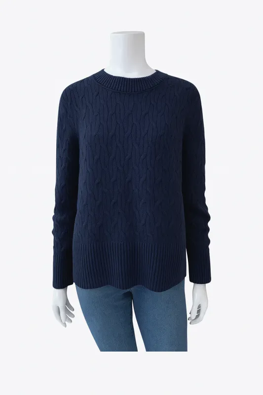 Cortland Park Perfect Day Cable Knit Sweater Navy made by Murray's Toggery Shop