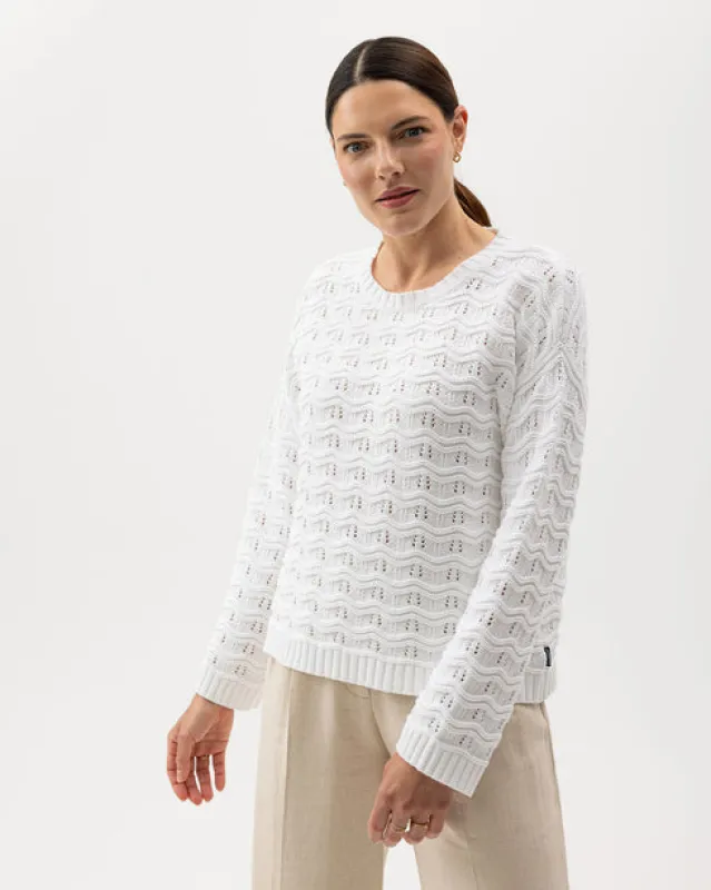 Holebrook Ladies Bonnie Crew Neck Sweater White made by Murray's Toggery Shop