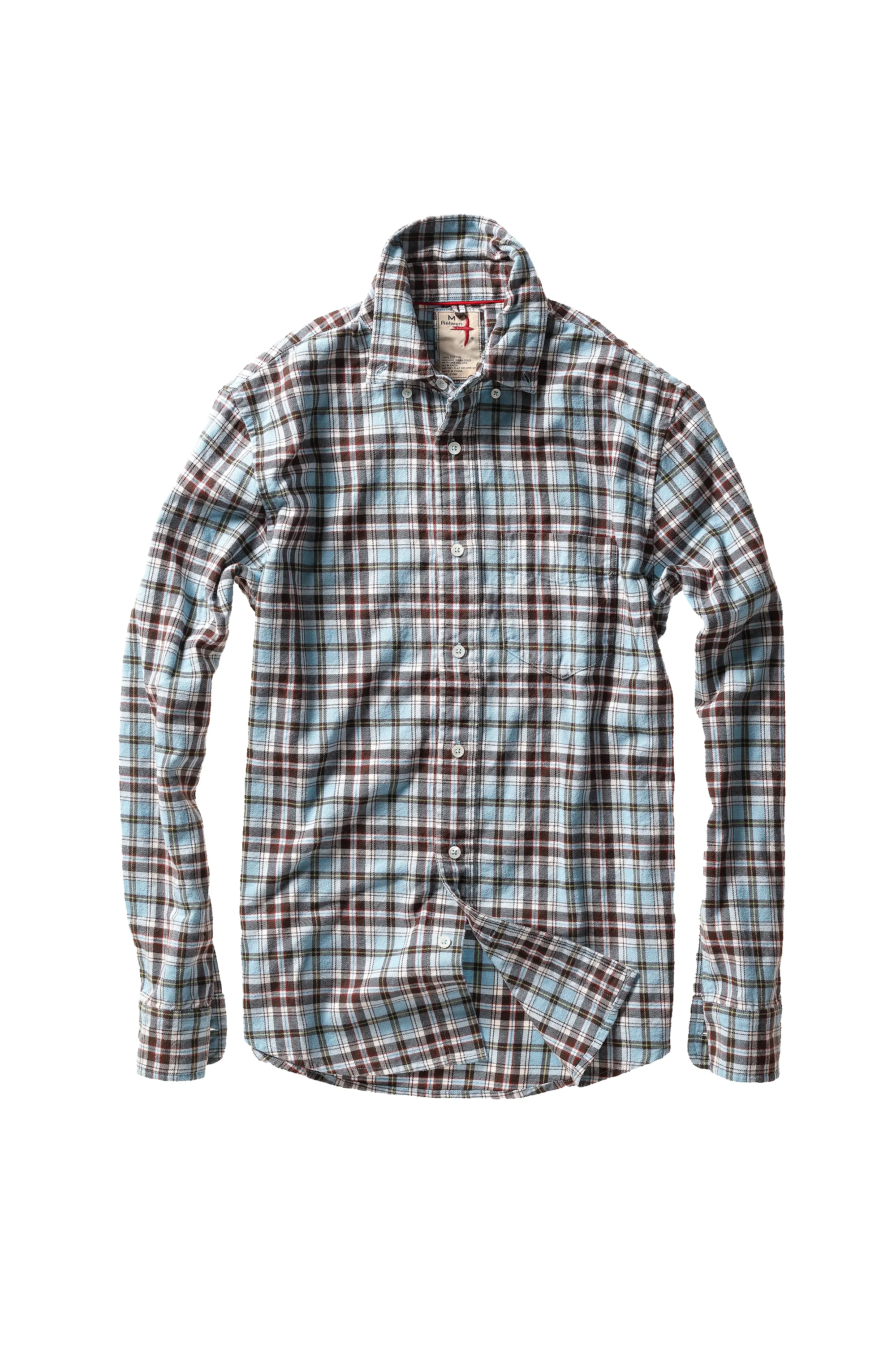 Relwen Flyweight Flannel Shirt Lt Blue/Brown Plaid sold by Murray's Toggery Shop