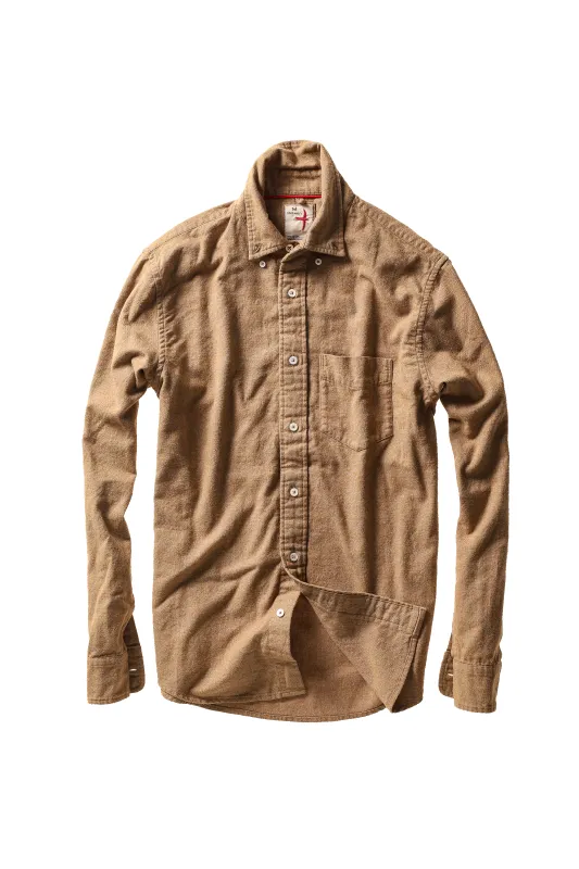 Relwen Flyweight Flannel Shirt Dk Honey Twill made by Relwen