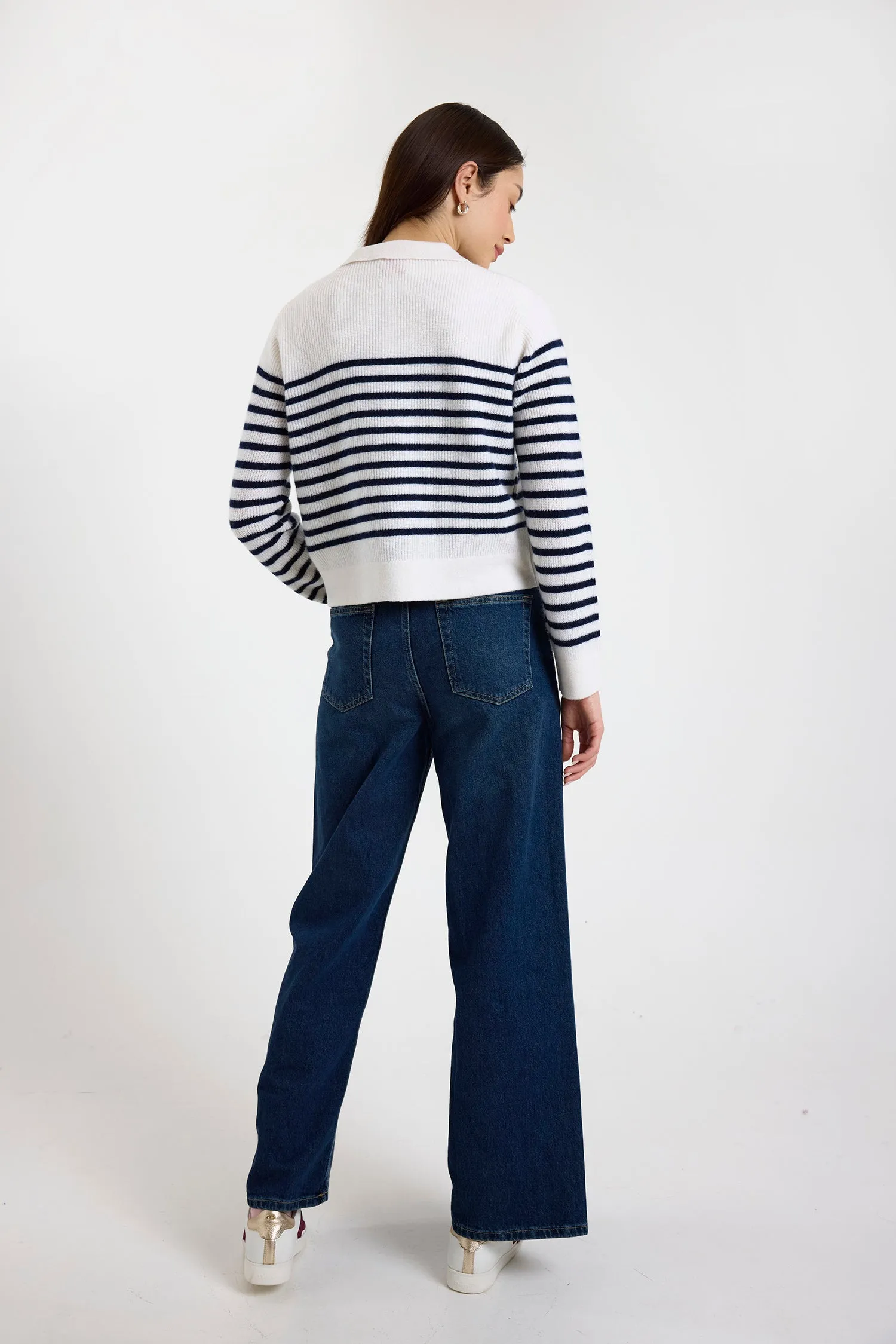Brodie Cashmere Kate Bretton Jacket Organic White/Navy sold by Murray's Toggery Shop product image thumbnail 4