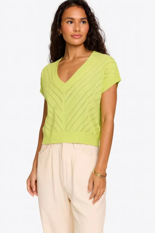 Brodie Cashmere Wispr Chevron Mix Stitch Tee Pastel Green made by Murray's Toggery Shop
