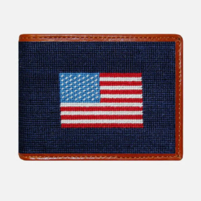 Smathers & Branson American Flag Needlepoint Bifold Wallet made by Smathers & Branson