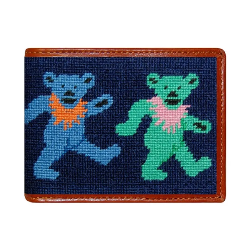 Dancing Bears Needlepoint BiFold Wallet made by Smathers & Branson