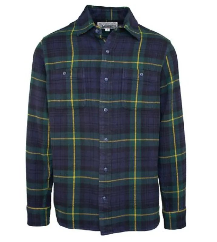 Schott NYC Plaid Cotton Flannel Shirt - Black Watch made by Schott NYC
