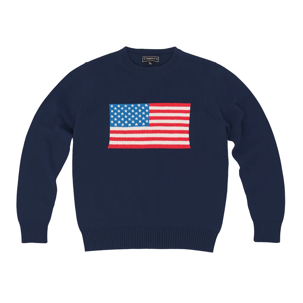 Latitude Ladies Navy Sweater with American Flag sold by Murray's Toggery Shop
