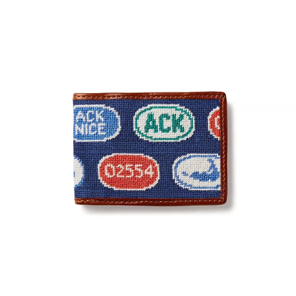 Smathers & Branson Bumper Stickers Needlepoint Bifold Wallet - Classic Navy sold by Murray's Toggery Shop