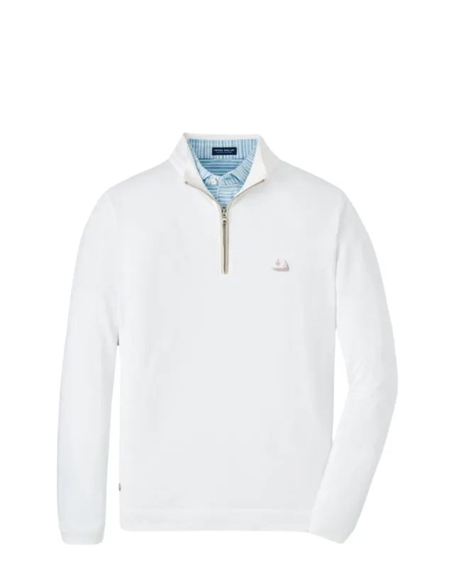 Peter Millar Albatross Cotton-Blend Pique Quarter-Zip-White w/ Island made by Peter Millar