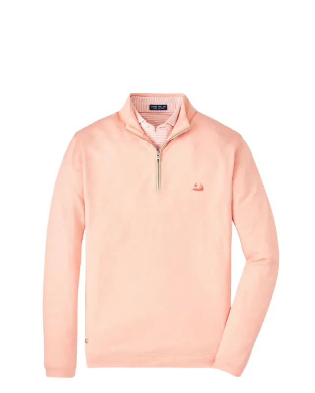 Peter Millar Albatross Cotton-Blend Pique Quarter-Zip-Paradise Orange w/ Island made by Peter Millar
