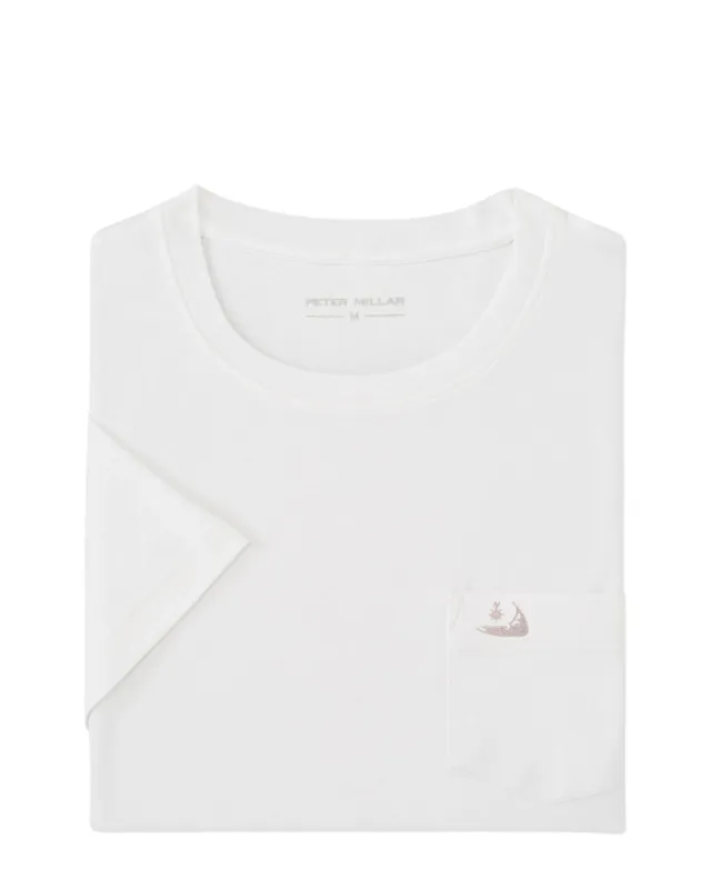 Peter Millar Crown Comfort Short-Sleeve Pocket Tee-White w/ Island made by Peter Millar